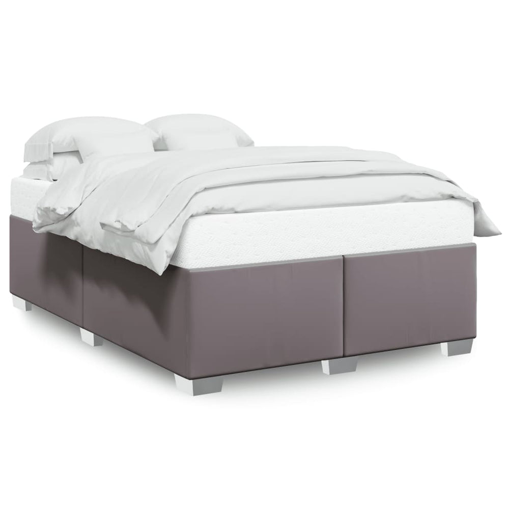 Bettgestell Grau 140x190 cm Kunstleder