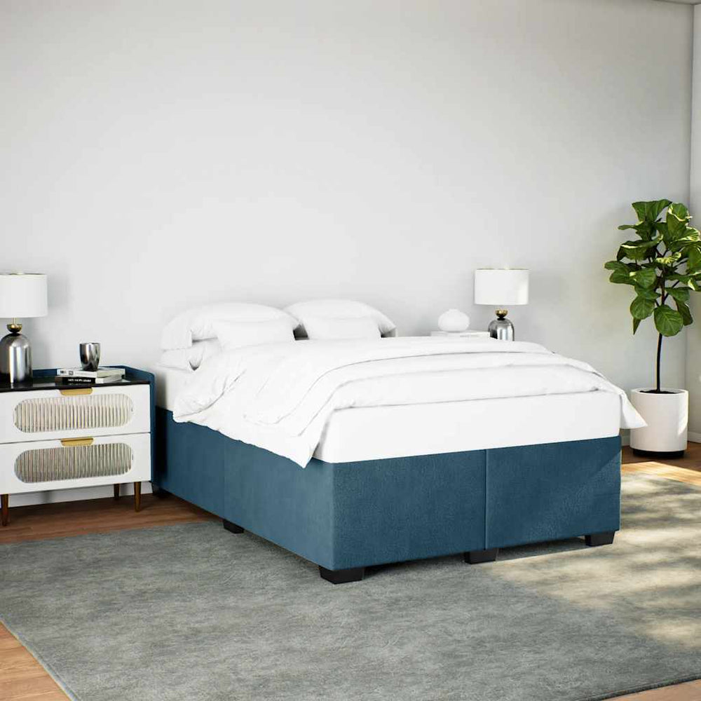 vidaXL Bed Frame Blue 140x200 cm Velvet