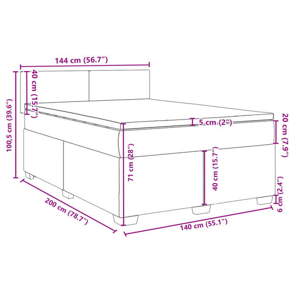 Boxspringbett mit Matratze Dunkelrosa 140x200 cm
