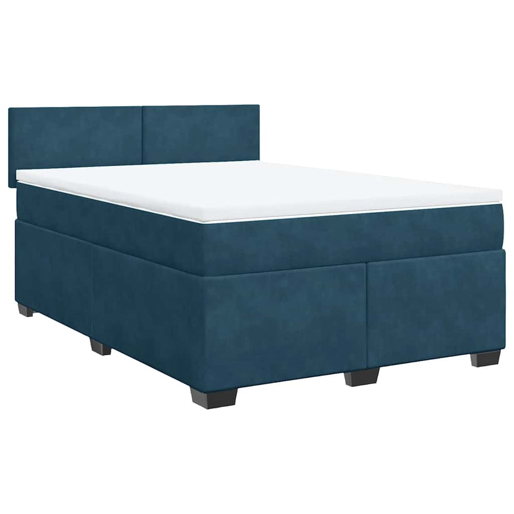 Boxspringbett Blau 160x200 cm Samt mit Matratze