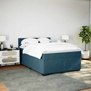 Boxspringbett Blau 160x200 cm Samt mit Matratze