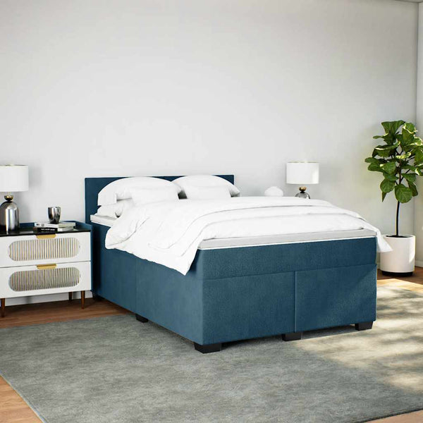 Boxspringbett Blau 160x200 cm Samt mit Matratze