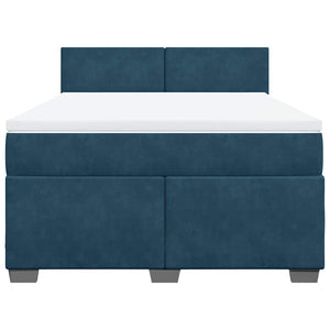 Boxspringbett Blau 160x200 cm Samt mit Matratze