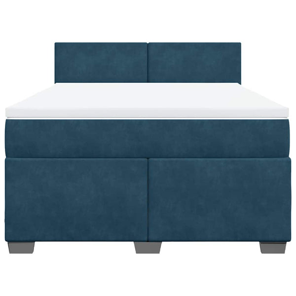Boxspringbett Blau 160x200 cm Samt mit Matratze