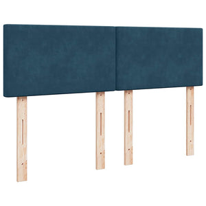 Boxspringbett Blau 160x200 cm Samt mit Matratze