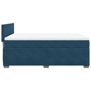 Boxspringbett Blau 160x200 cm Samt mit Matratze