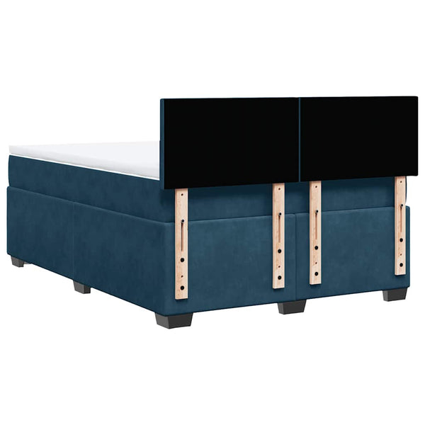 Boxspringbett Blau 160x200 cm Samt mit Matratze