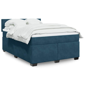 Boxspringbett Blau 160x200 cm Samt mit Matratze