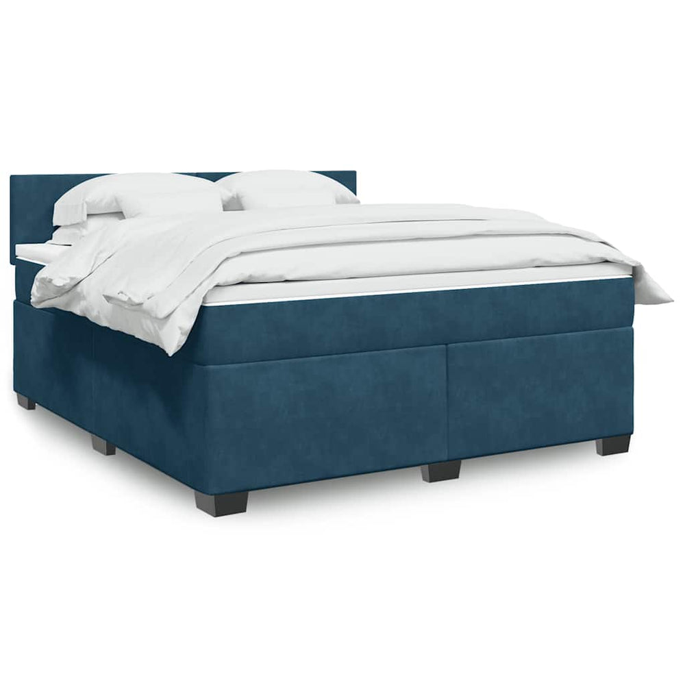 Boxspringbett Blau Samt 180x200 cm mit Matratze
