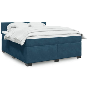 Boxspringbett Blau Samt 180x200 cm mit Matratze