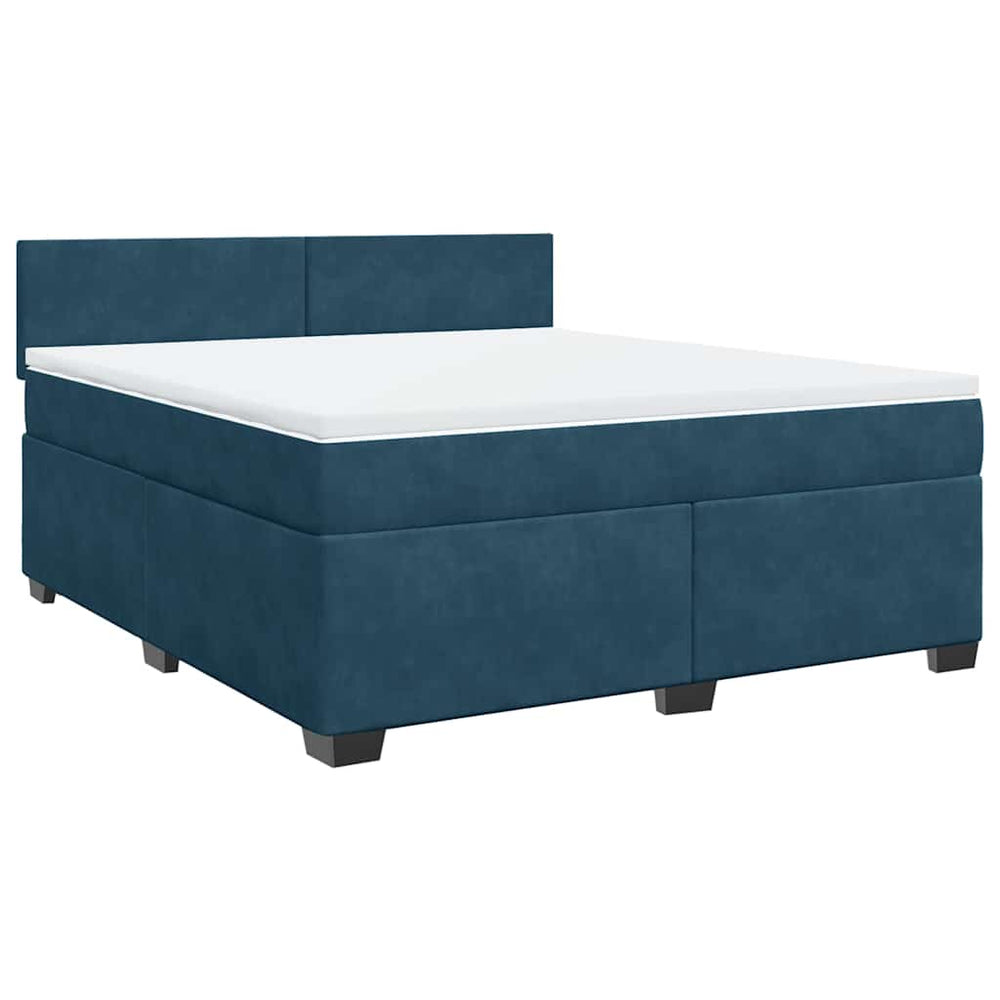 Boxspringbett Blau Samt 180x200 cm mit Matratze