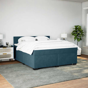 Boxspringbett Blau Samt 180x200 cm mit Matratze