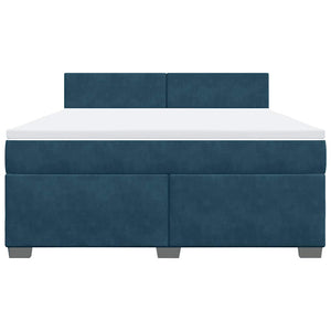 Boxspringbett Blau Samt 180x200 cm mit Matratze