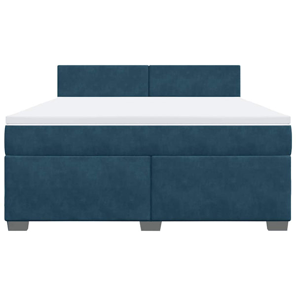 Boxspringbett Blau Samt 180x200 cm mit Matratze