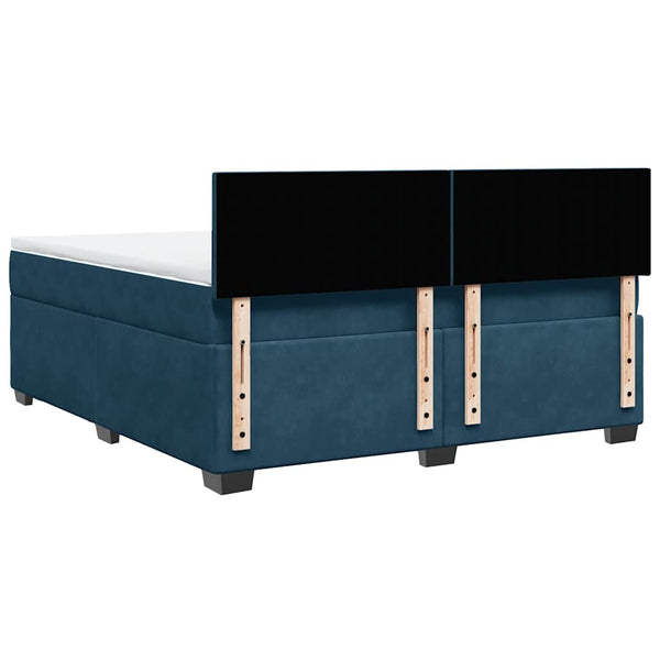 Boxspringbett Blau Samt 180x200 cm mit Matratze