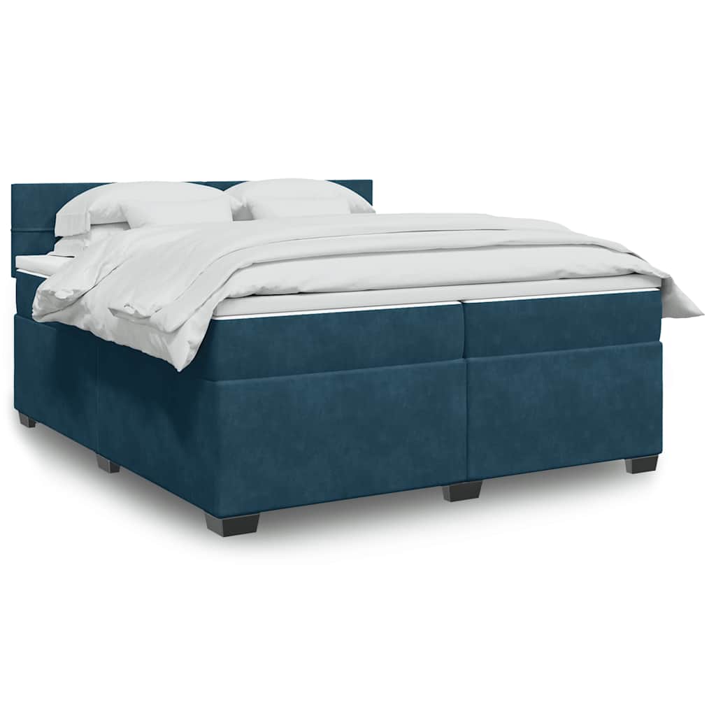 vidaXL Lit tapissier avec matelas bleu 200x200 cm velours