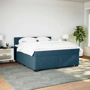vidaXL Lit tapissier avec matelas bleu 200x200 cm velours