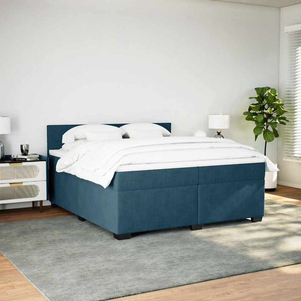 vidaXL Lit tapissier avec matelas bleu 200x200 cm velours