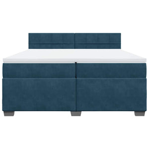vidaXL Lit tapissier avec matelas bleu 200x200 cm velours