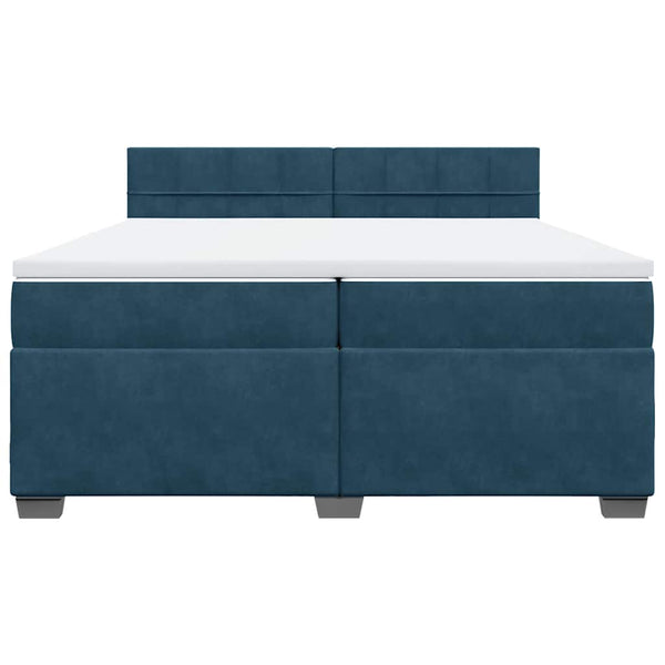vidaXL Lit tapissier avec matelas bleu 200x200 cm velours