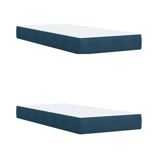 vidaXL Lit tapissier avec matelas bleu 200x200 cm velours