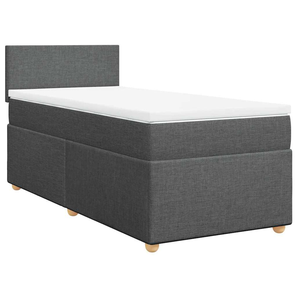 vidaXL Lit boxspring avec matelas Tissu gris foncé