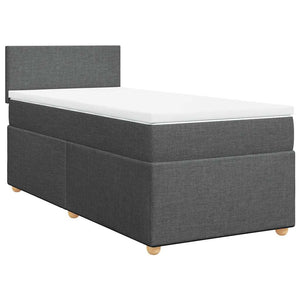 vidaXL Lit boxspring avec matelas Tissu gris foncé
