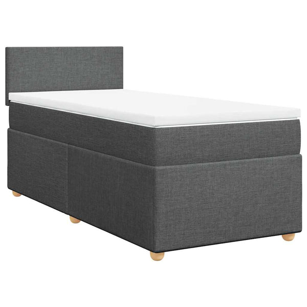 vidaXL Lit boxspring avec matelas Tissu gris foncé