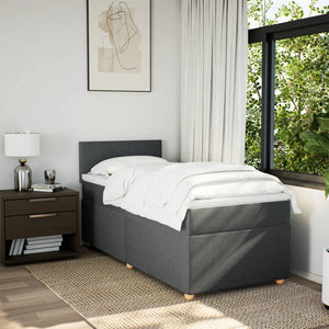 vidaXL Lit boxspring avec matelas Tissu gris foncé