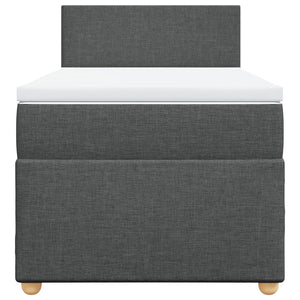 vidaXL Lit boxspring avec matelas Tissu gris foncé