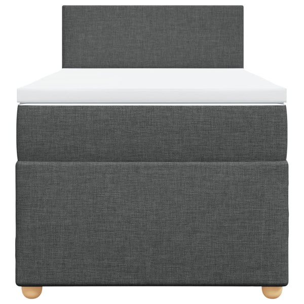 vidaXL Lit boxspring avec matelas Tissu gris foncé