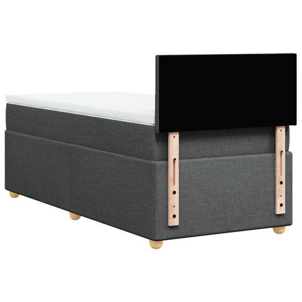 vidaXL Lit boxspring avec matelas Tissu gris foncé