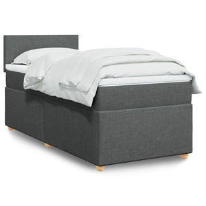 vidaXL Lit boxspring avec matelas Tissu gris foncé
