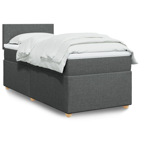 vidaXL Lit boxspring avec matelas Tissu gris foncé