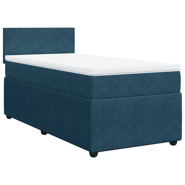 Boxspringbett Blau 90x200 cm Samt mit Matratze