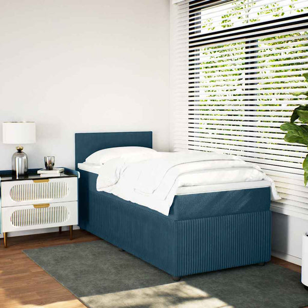 Boxspringbett Blau 90x200 cm Samt mit Matratze