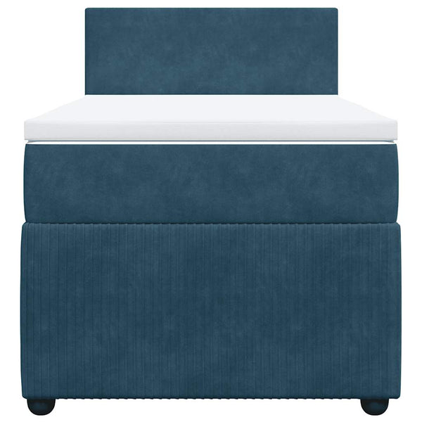 Boxspringbett Blau 90x200 cm Samt mit Matratze