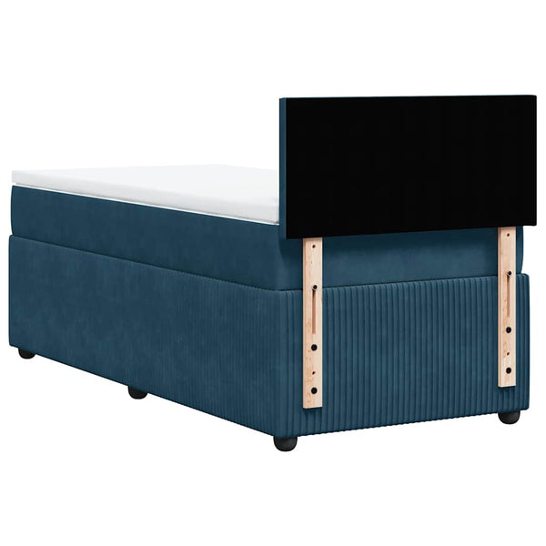 Boxspringbett Blau 90x200 cm Samt mit Matratze