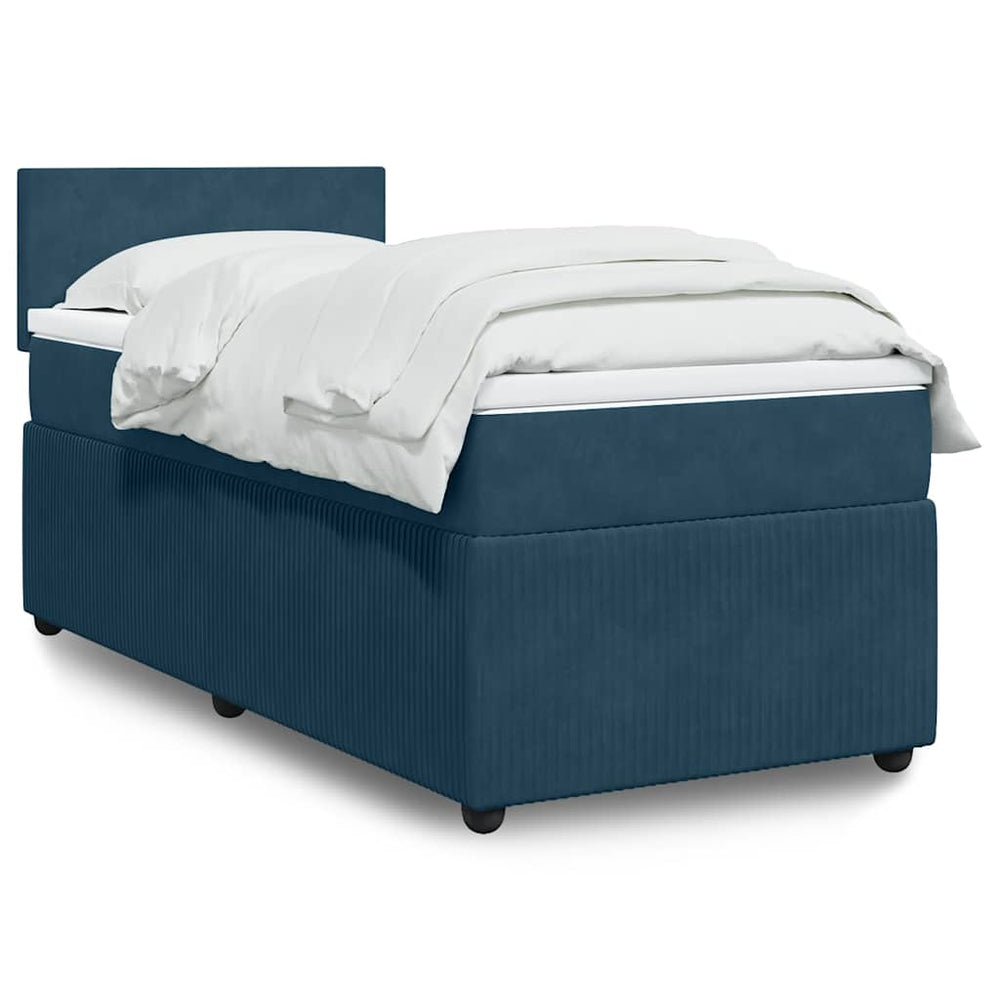Boxspringbett mit Matratze Blau 100x200 cm Samt