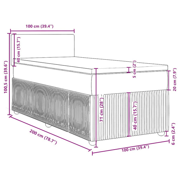 Boxspringbett mit Matratze Blau 100x200 cm Samt