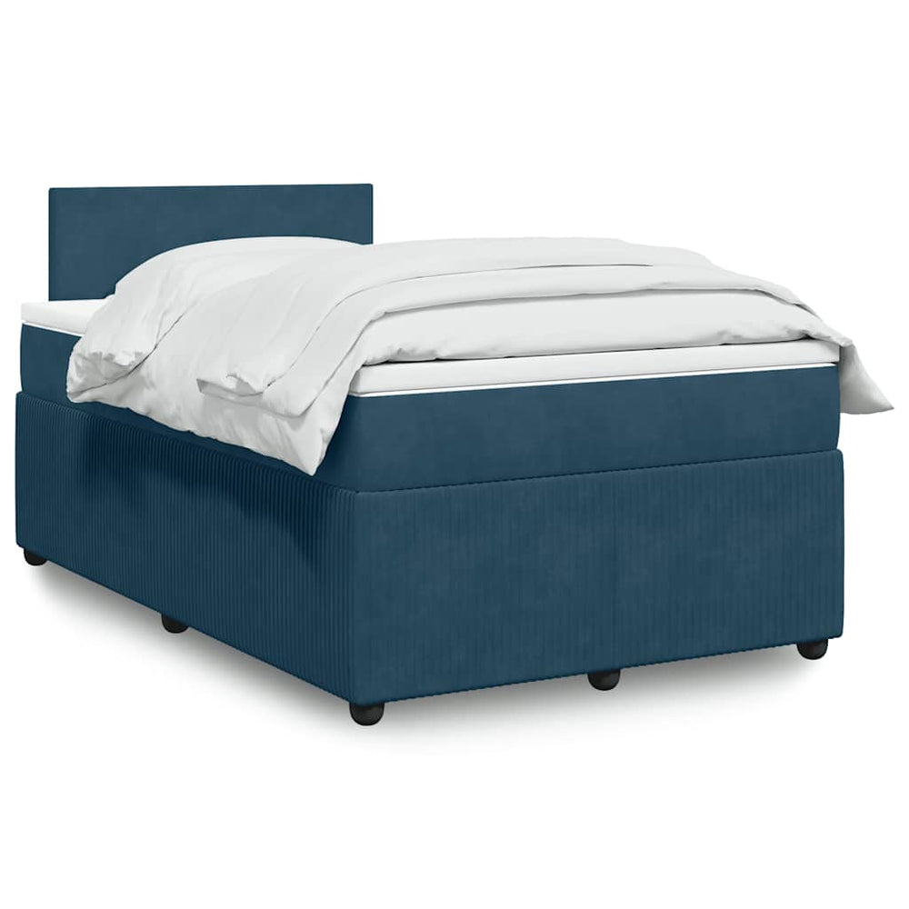 Boxspringbett Blau 120x190 cm Samt mit Matratze