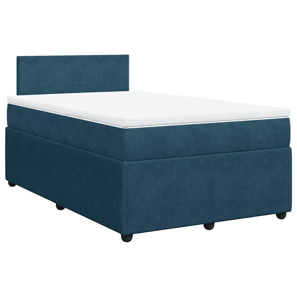 Boxspringbett Blau 120x190 cm Samt mit Matratze