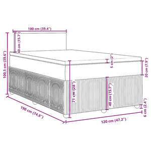 Boxspringbett Blau 120x190 cm Samt mit Matratze