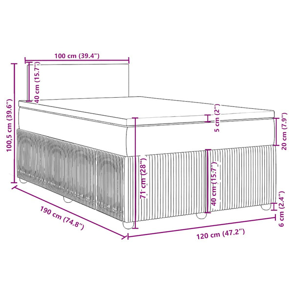 Boxspringbett Blau 120x190 cm Samt mit Matratze