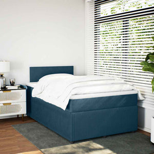 Boxspringbett Blau 120x190 cm Samt mit Matratze
