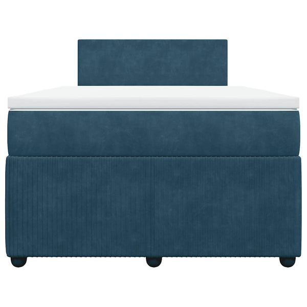 Boxspringbett Blau 120x190 cm Samt mit Matratze