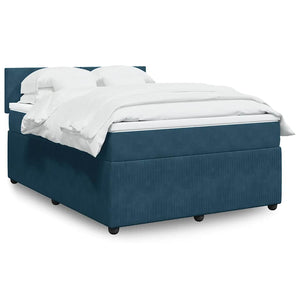 Boxspringbett Blau 140x190 cm Samt