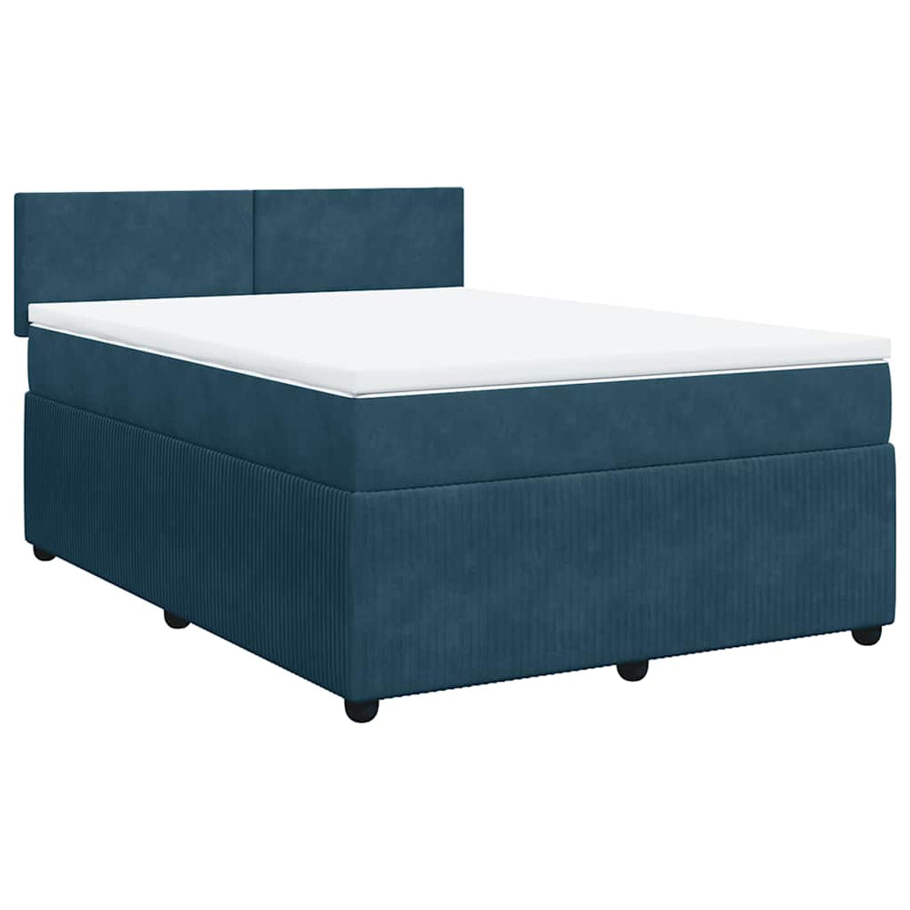 Boxspringbett Blau 140x190 cm Samt