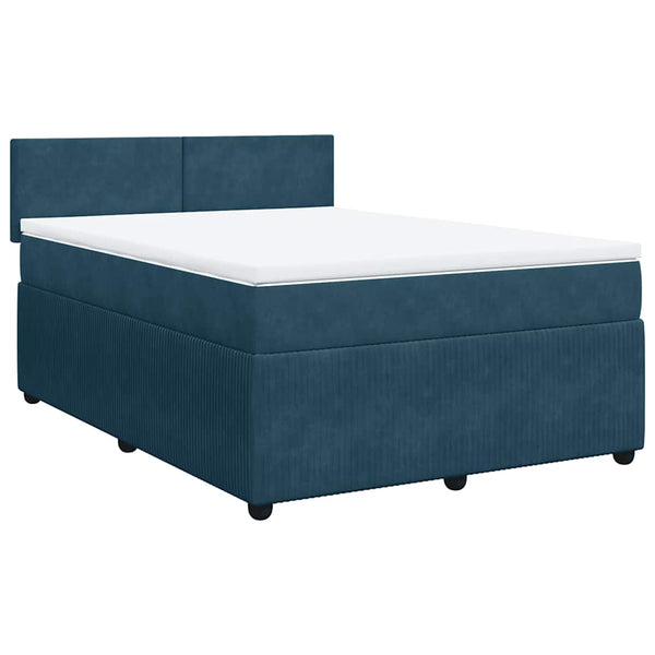 Boxspringbett Blau 140x190 cm Samt