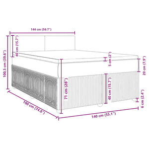 Boxspringbett Blau 140x190 cm Samt